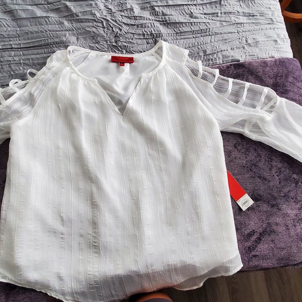 Jennifer Lopez Cutout Flare-Sleeve Top